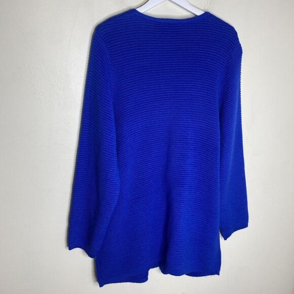 Linea by Louis Blue Acrylic & Wool Long Knit Jacket Oversized Cardigan Medium - Picture 7 of 9